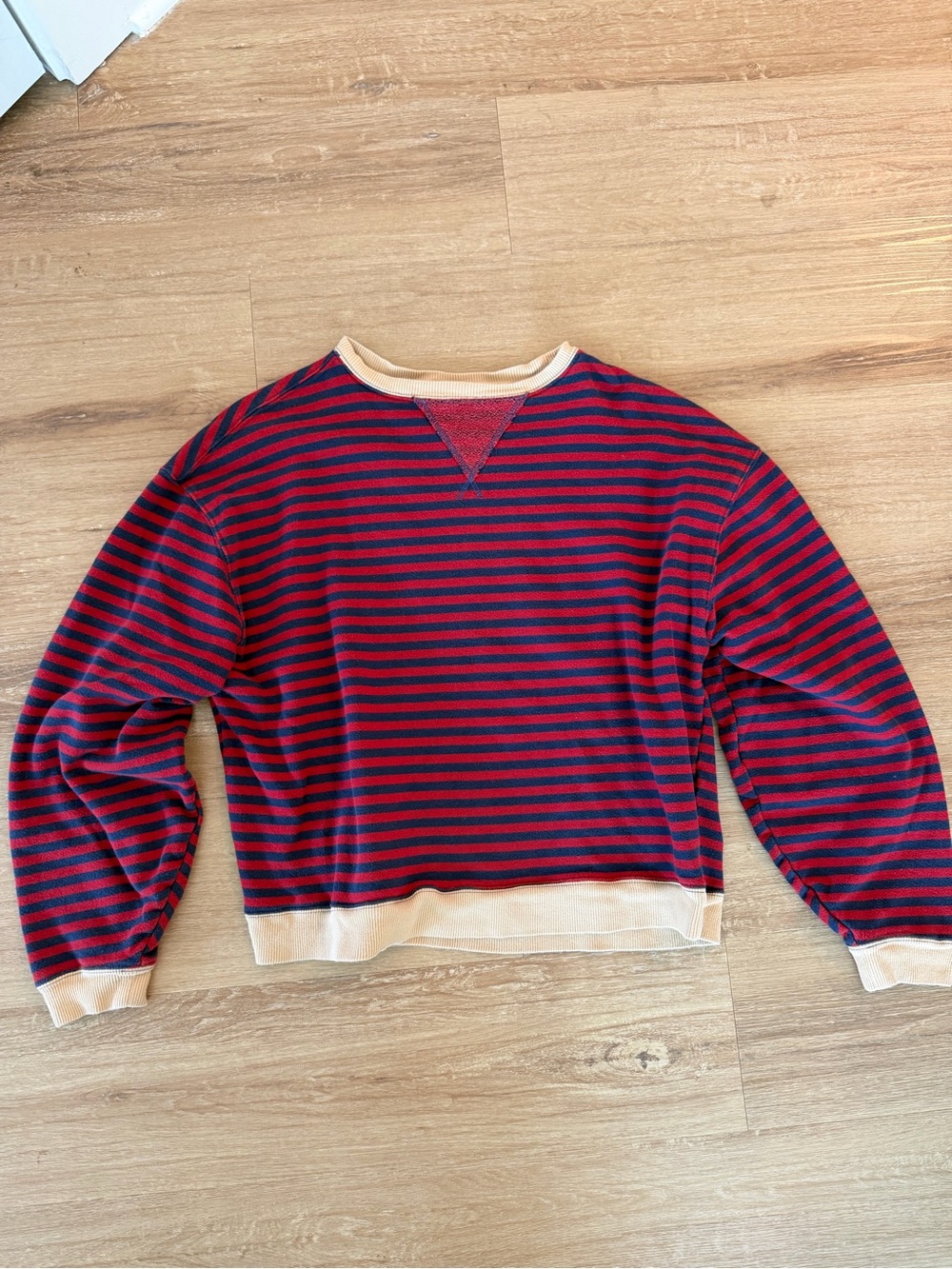 Free People Striped Crewneck Sweater - Red & Navy